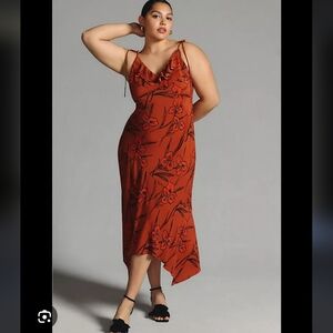 Ruffled V-Neck slip dress by Anthropologie